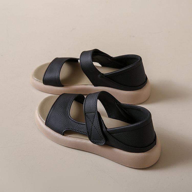 Velcro flat Roman sandals women 2025 new summer Internet celebrity explosion soft-soled lazy casual beach sandals