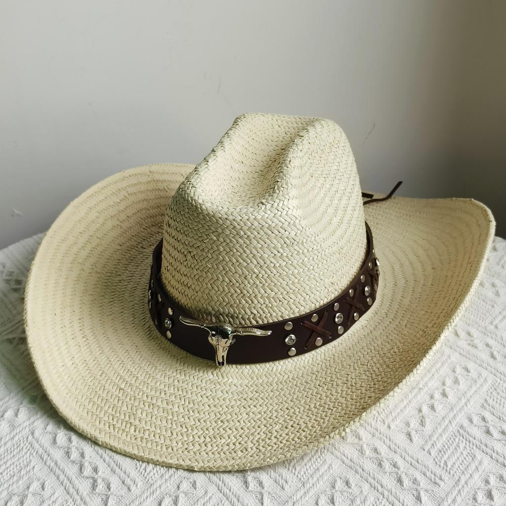 Westerse Cowboy Strooien Hoed dames Mode Grote rand cowboyhoed basin buiten reizen zonbescherming strooien hoed sombrero vaquero