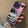 Fashionable Car Print Electroplate Silver IMD Phone Case For iPhone 16 11 12 13 14 15 Pro Max 7 8 Plus X XS XR Shockproof Cover