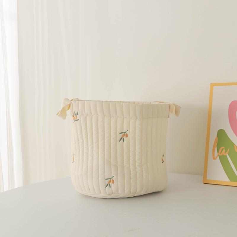 Cute Baby Diaper Storage Bag Baby Supplies Toys Clothes Storage Bag Cotton Embroidery Multifunctional Mommy Storage Basket
