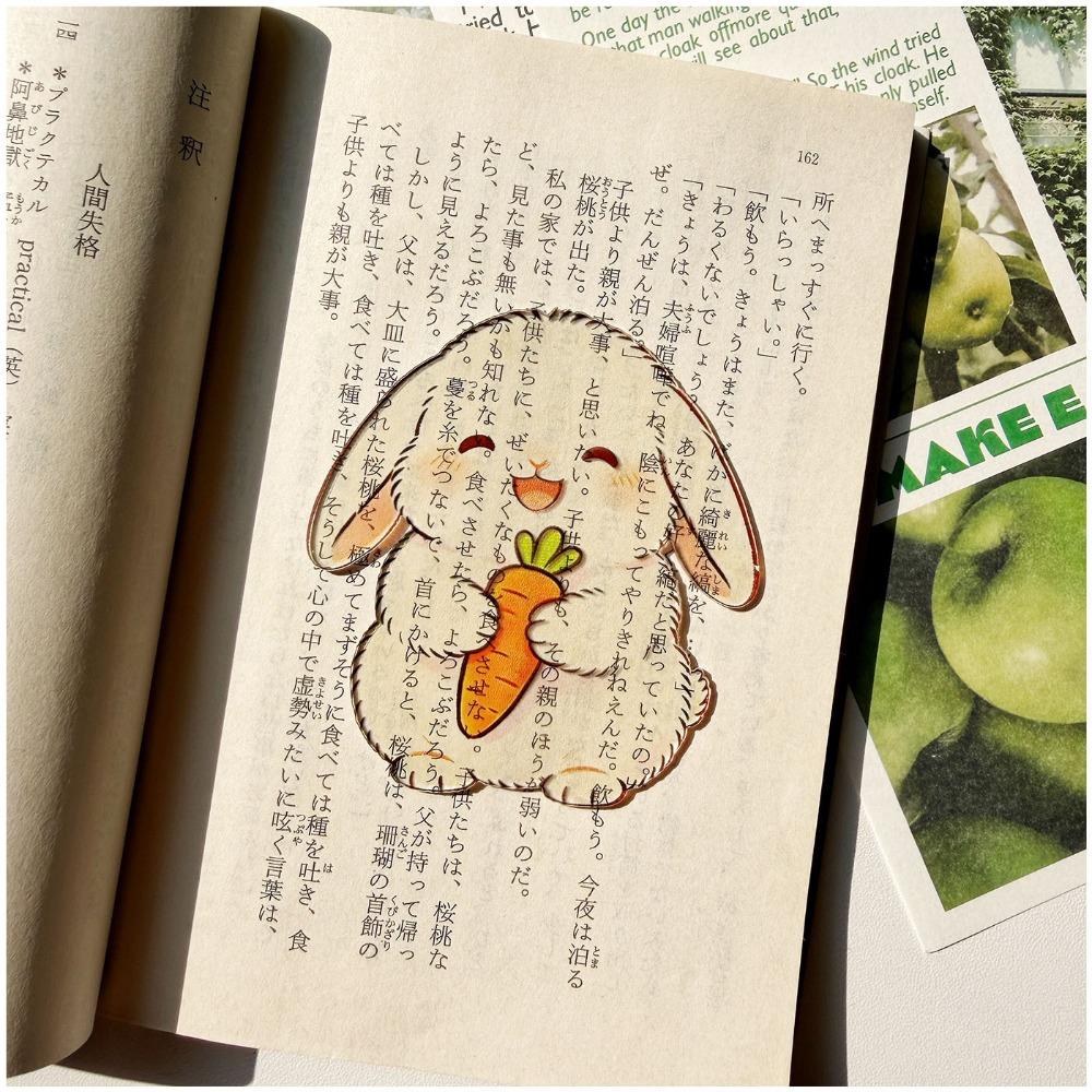 

Transparent Bunny Bookmark Light-Transmitting Page Marker Portable Carrot Bookmark For Students B