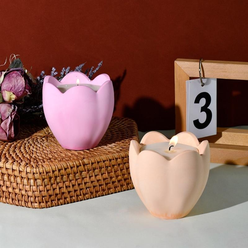 Elegant Floral Tealight Cup Mold Multipurpose Silicone Mold for Flower Petal Candle Holder and Gypsum Ornaments