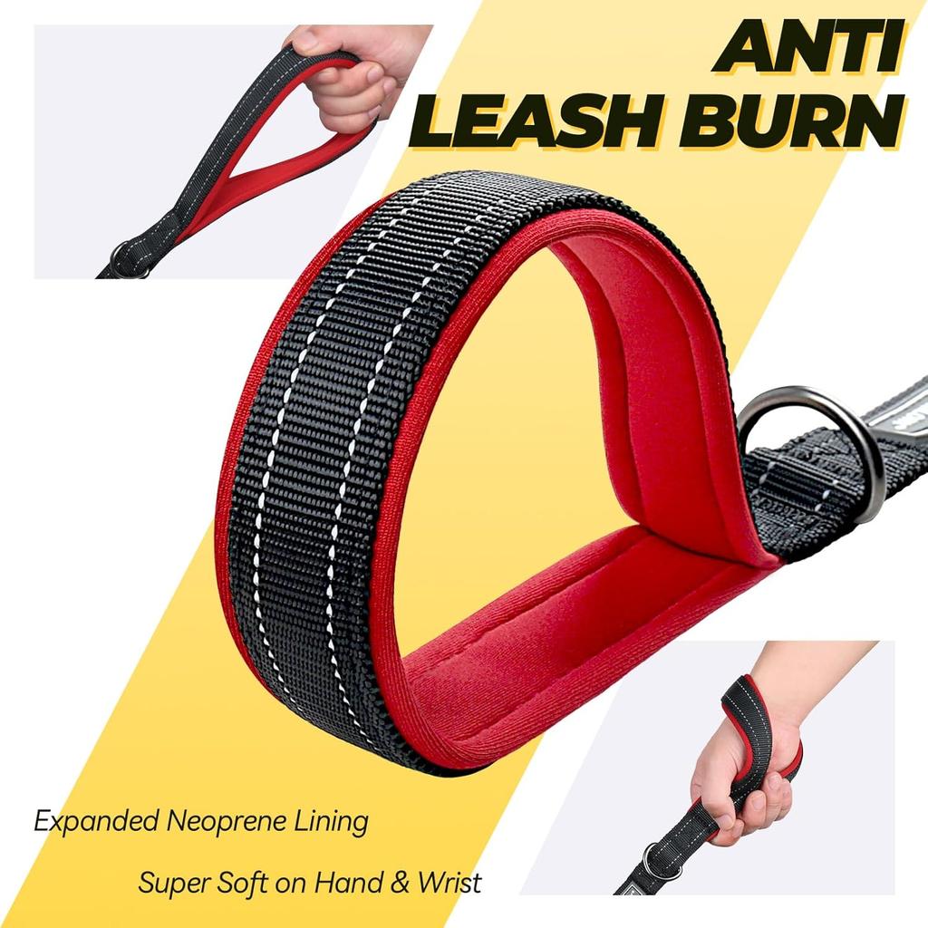 VIVAGLORY Twingrip Dog Leash, Double Handle Dog Leash for Training & Walking with Traffic Handle & 2 Loop, Traffic Control Reflective Heavy Duty for