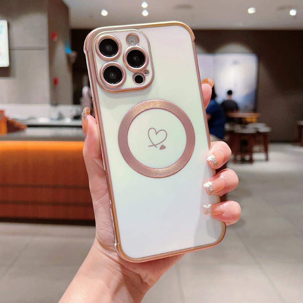 For iPhone 16 Pro Magnetic Case TPU Gradient Electroplated Phone Cover