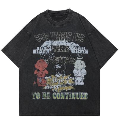 Streetwear Lustiges Grafik-T-Shirt Baumwolle gewaschenes schwarzes T-Shirt Unisex Tops Tees Sommer Kurzarm-T-Shirt
