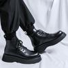 New Derby Martin Boots Men's Black High-top Leather Shoes Locomotive Boots Breathable Heightening Leather Boots 22611-R