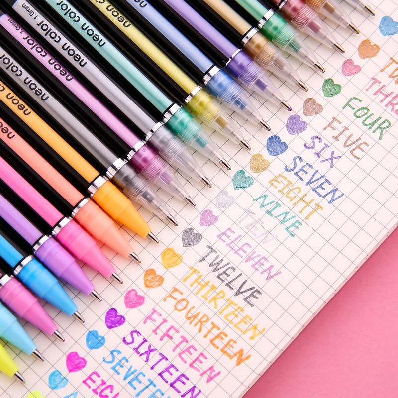Sparkly Glitter Gel Highlighter Pen Set for Students: 12/48/60 Colors