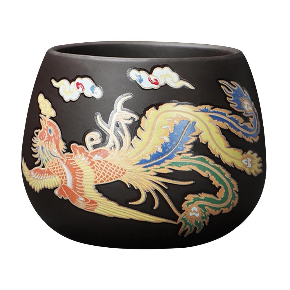Hand-made Dragons Phoenixs Color-changing Purple Clay Teapot Anti-Scald Handle Tea Brewer Father's Day Gift Coffee Tea Tableware