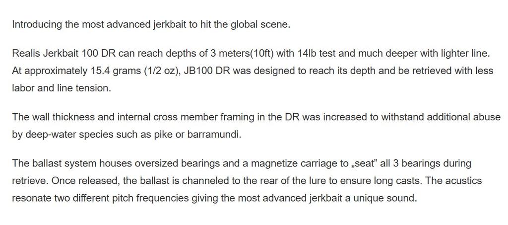 Duo Realis Jerkbait 100 DR Deep Diving Suspend Lure CFA0006 (2347)