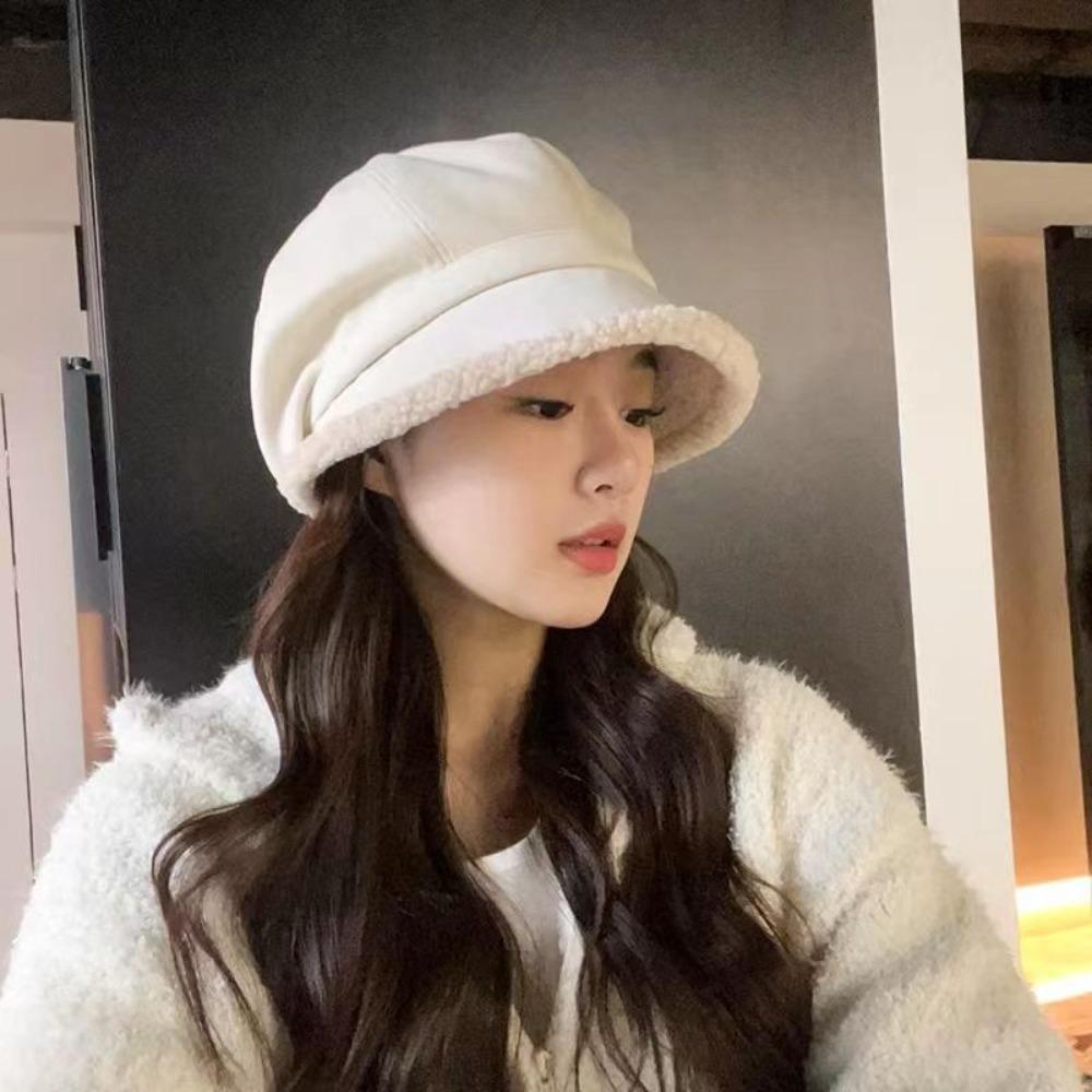 Classic Women Basin Cap Ear Protection Leisure Bucket Hat Autumn Winter Plush Beret Hat Outdoor