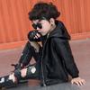 Dětské oblečení Chlapecké a dívčí kožené bundy Jarní a podzimní tenké a zimní fleecové bundy korejského stylu s kapucí na zip