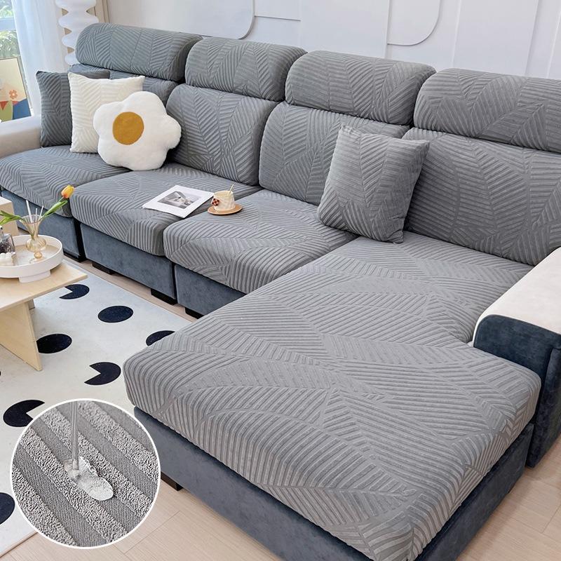 New Waterproof Fabric Sofa Cover Jacquard Solid Sofa Cushion Seat Case Stretch L-Shaped Cover Living Room Furniture Protector