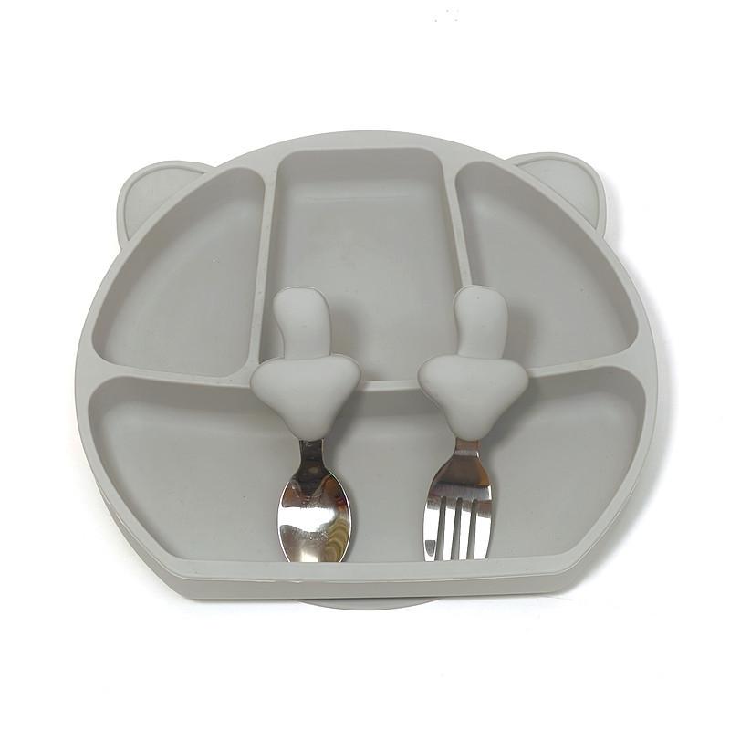 Baby Dinner Plate Infant Suction Cup Type Children's Straw Auxiliary Food Bowl Non-slip Compartmentalized