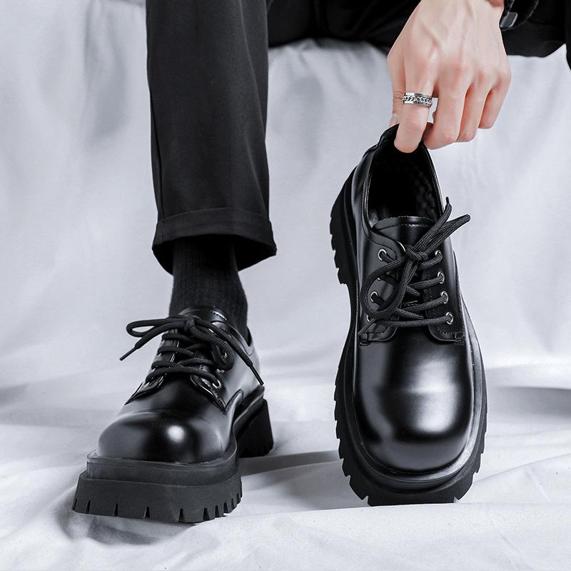 Men Casual Business Wedding Formal Dress Original Leather Shoes Lace-up Derby Shoe Black Stylish Gentleman Platform Footwear Man
