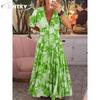 JPNTKY Mode Zomer Lente Korte Mouw V-Hals Casual Jurken