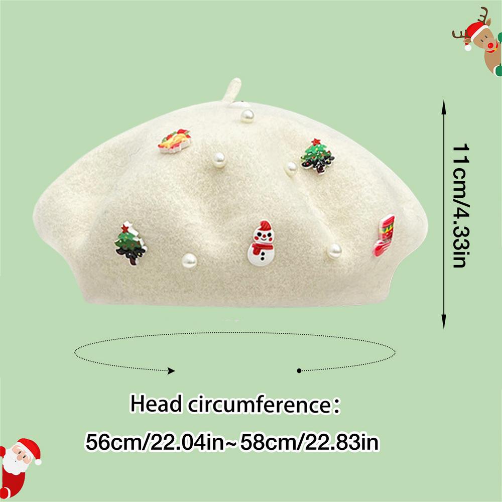 Christmas Fashion Vintage Beanie Winter French Beret Wool Hat Children Adults Perfect for Family Holiday Party Decoration
