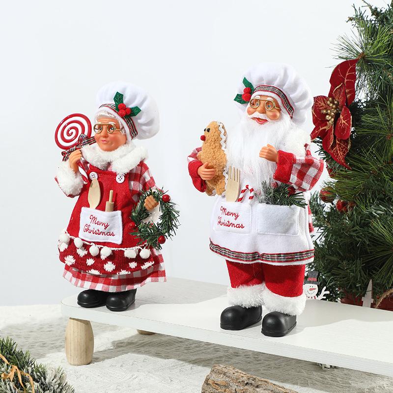 Christmas Dining Table Decorations Exquisite Mrs. Claus Design Christmas Sculptures Christmas Doll Christmas Atmosphere 32x17x9cm