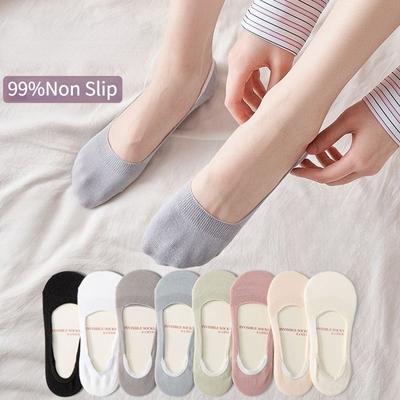 Summer Boat Socks for Women, Solid Color, Heel-proof, Non-slip, Thin, Low-top, Shallow Mouth, Summer Invisible Socks