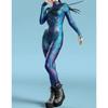 Dámský přiléhavý overal Oblečení Barevný 3D potisk Brnění Zentai Body s rukávy na palce Přední zip Cosplay Kostým Párty Outfit