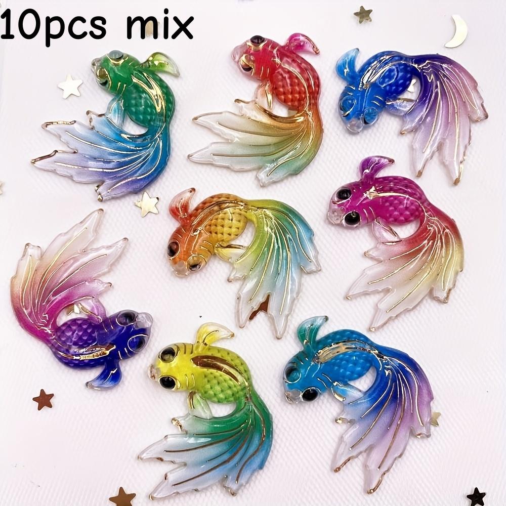 

Colorful Acrylic 10/20pcs Goldfish Flat Back Rhinestone Ornaments - 1 Hole Pendant DIY Wedding Applique Crafts Jewelry Making Su