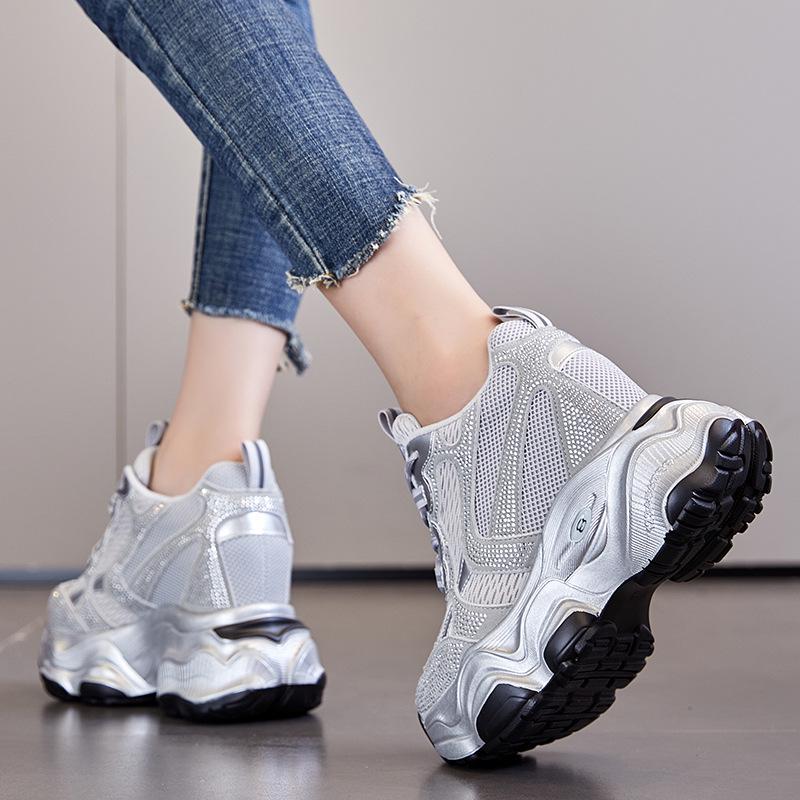 Women's 12cm Breathable Mesh Platform Sneakers A8935 - Casual Sports Shoes In Small Sizes