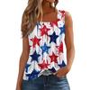Square Collar Tank Top Women Print Tank Tee Casual Loose Fit Sleeveless Shirt