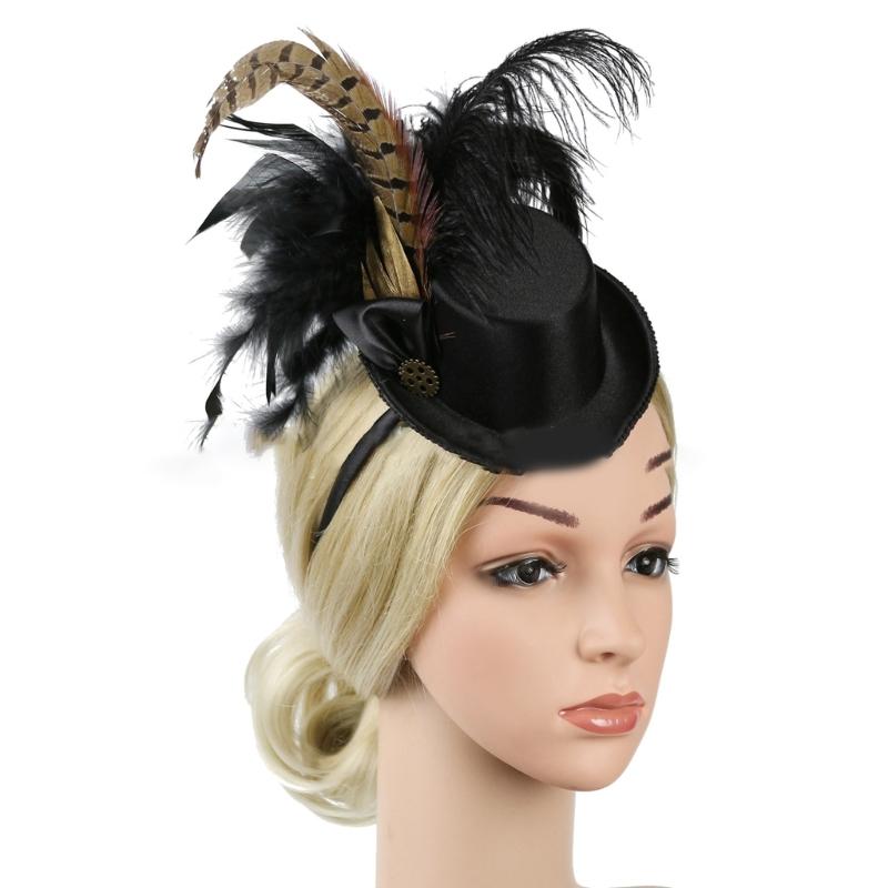 Elegant Fascinator Top Hat Pillbox Hat for Women Cocktail Tea Party Headwear Exquisite French Fascinator for Halloween