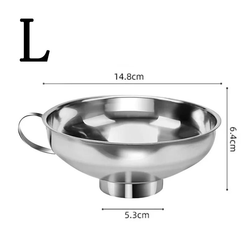 2 Size Stainless Steel Wide Mouth Canning Funnel Salad Dressing Liquid Funnel Hopper Filter Oil Funnel Kitchen Tools Gadgets