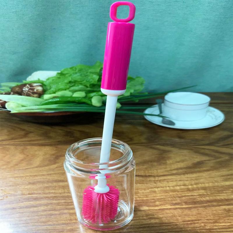 Silicone Cup Brush Long Handle 360 Rotating Cleaning Brush For Bottle Coffee Mug Narrow Jar Multi Purpose Home Kitchen Scrubber