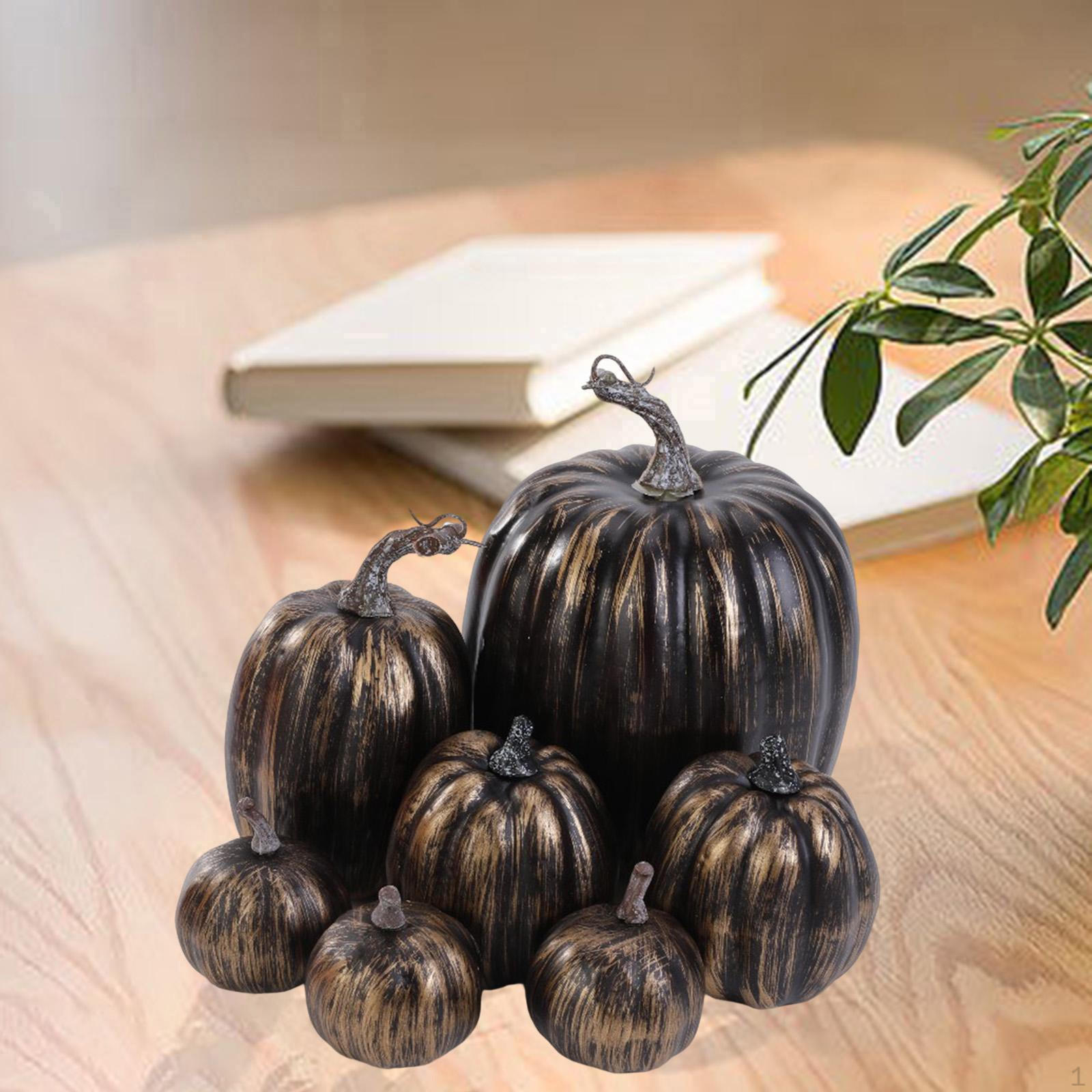 7Pcs Artificial Pumpkins Halloween Fall Foam Crafts Harvest Black Golden