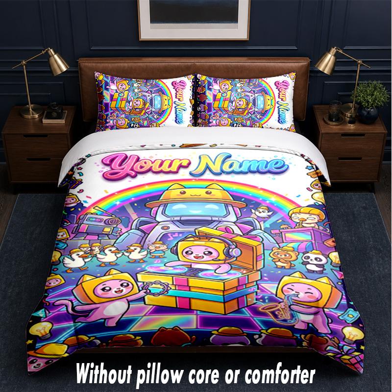 Celebration Party Theme Custom Text Or Name 3Pcs Bedding Set,1 Flat Sheet & 2 Pillowcases Personalized Home Bedding