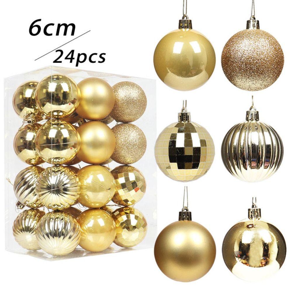 24PCS 11 Colors Christmas Ball Set Plastic Xmas Baubles High-quality Christmas Tree Balls  Home