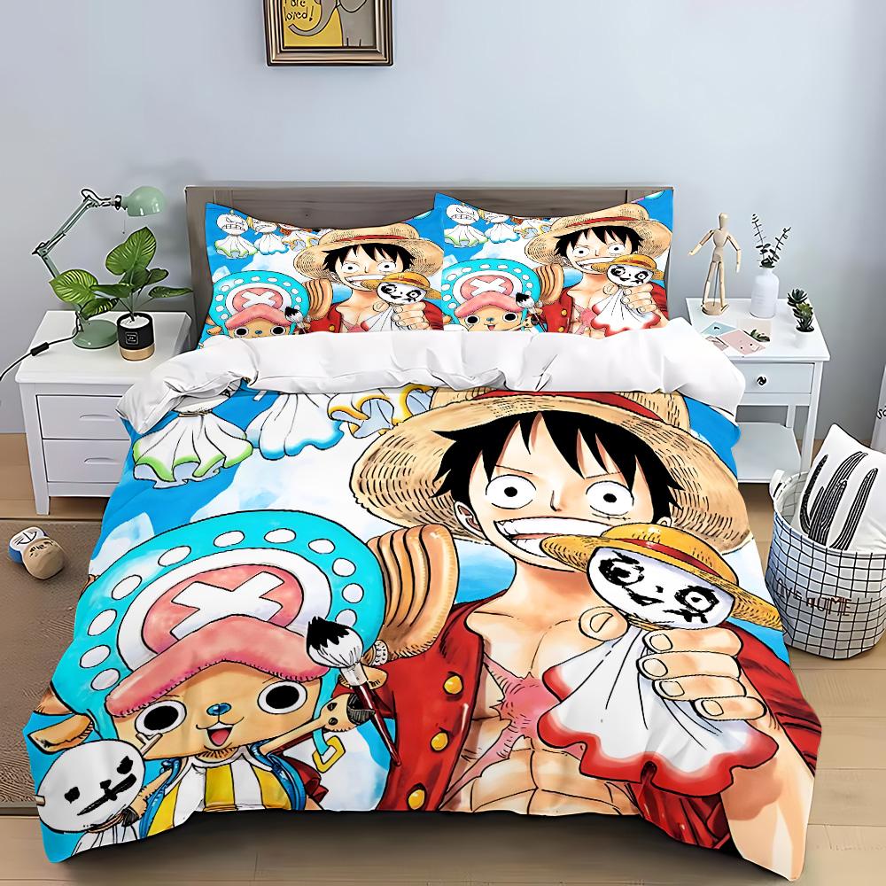 Anime Duvet Pillowcase Bedding Set Adult Boy Girl Bedroom O-One P-Pieces Decoration Children Gift Single Double Large Size