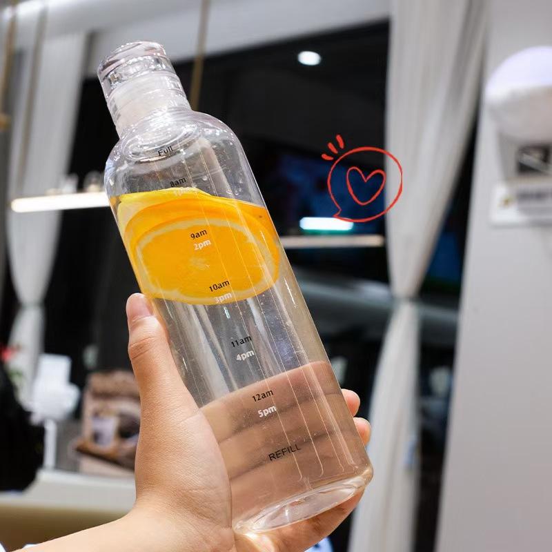 Water Bottle Modern Simple Time Scale Cup Men and Women Car Transparent Plastic Cup Outdoor Large Capacity Portable Cup Wholesale