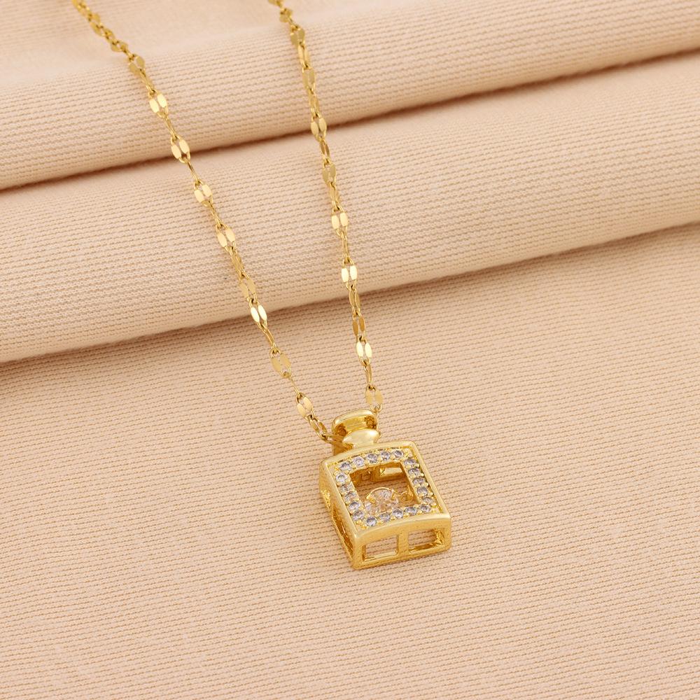 Douyin live stream beating heart smart perfume bottle titanium steel necklace women's stainless steel collarbone chain