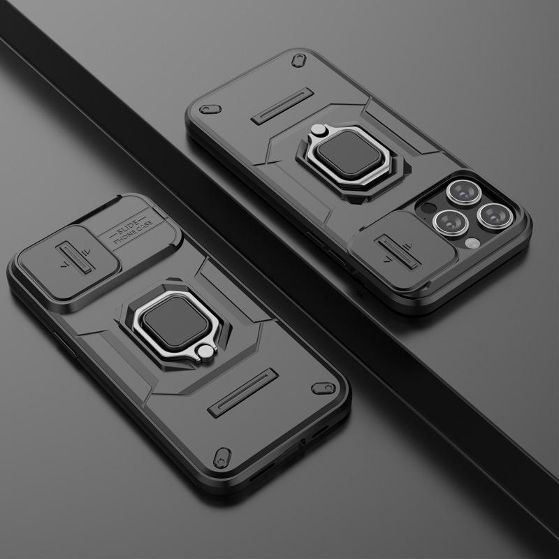 Applicable To Apple 16 Promax Mobile Phone Case Push Window IPhone 15 Combat Bear Armor Ring 14 Anti-fall Cover