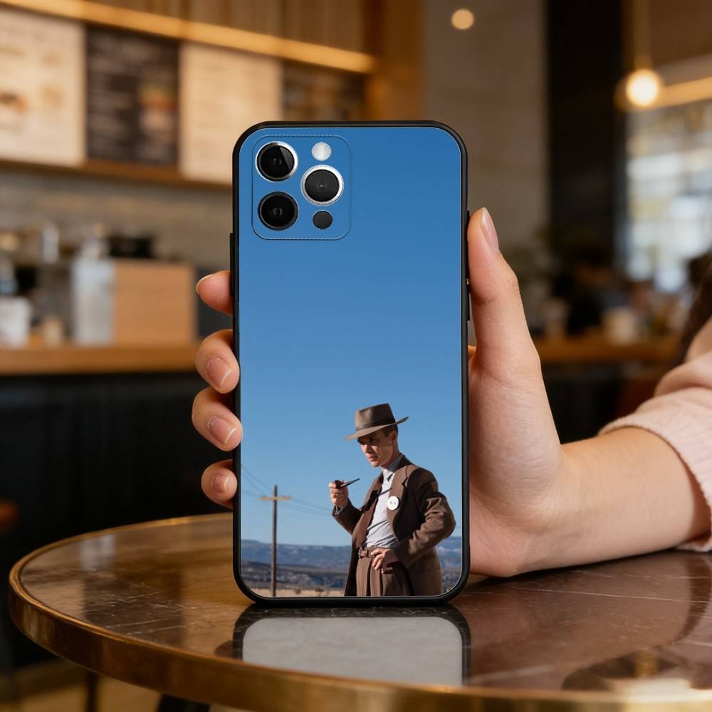 F-Film O-Oppenheimer Phone Case For iPhone 17,16,15,14,13,12,11 Plus,Pro Max,Soft Silicone Black Cover