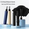 Twelve-Rib Thickened Reversible Umbrella - Large Folding Dual-Use for Rain & Sun Protection