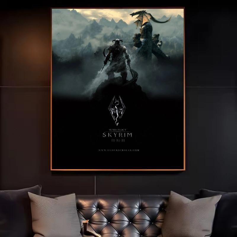 S-Skyrim The Elder S-Scrolls V Poster HD art sticky wall waterproof home living room bedroom bar aesthetic decoration