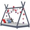 Kids  Bed Frame Gray Solid Pine Wood 80 X 160 Cm