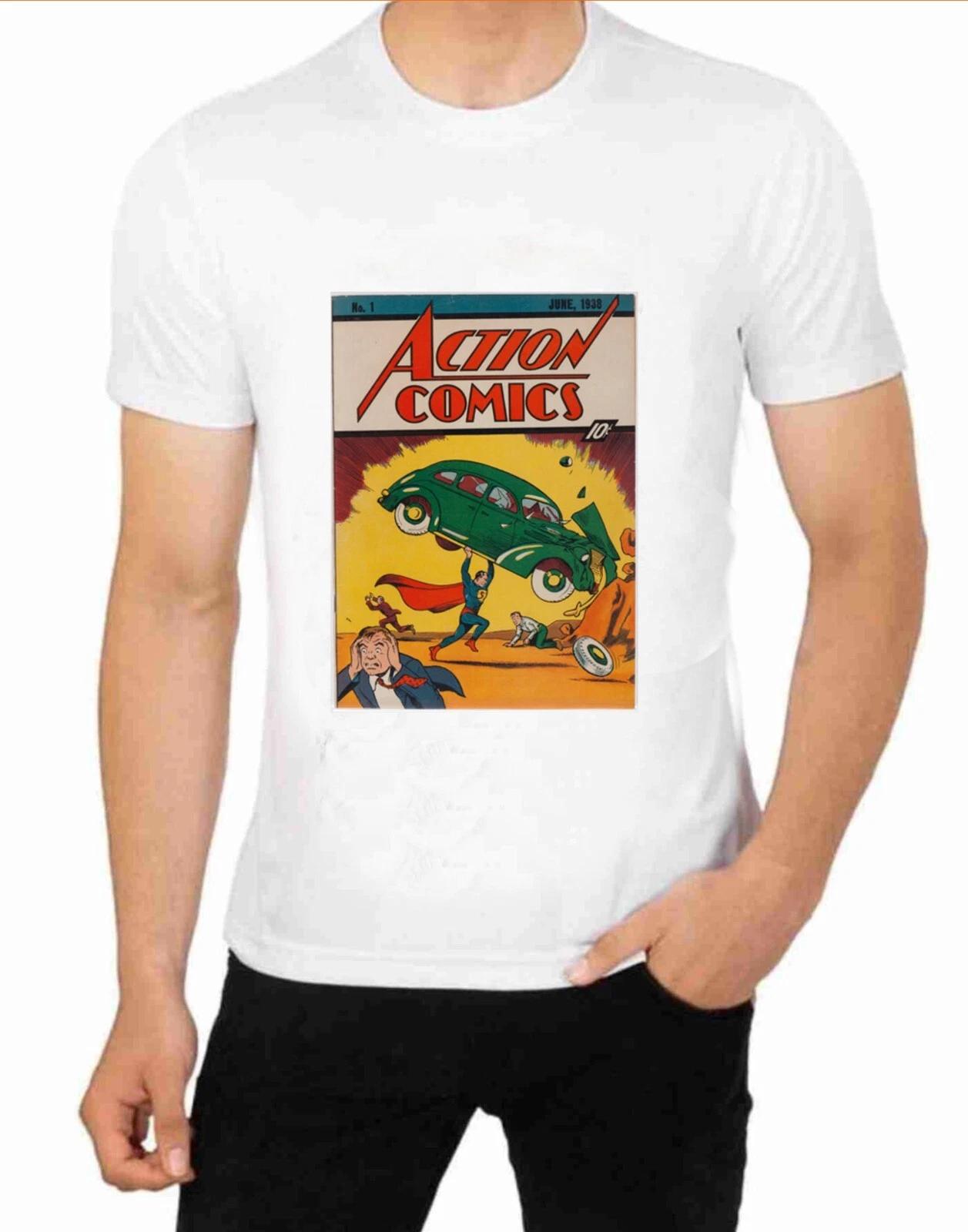 Action Comic Book 1930s T-Shirt Retro Art Vintage Prints Apparel Super Hereos 4XL