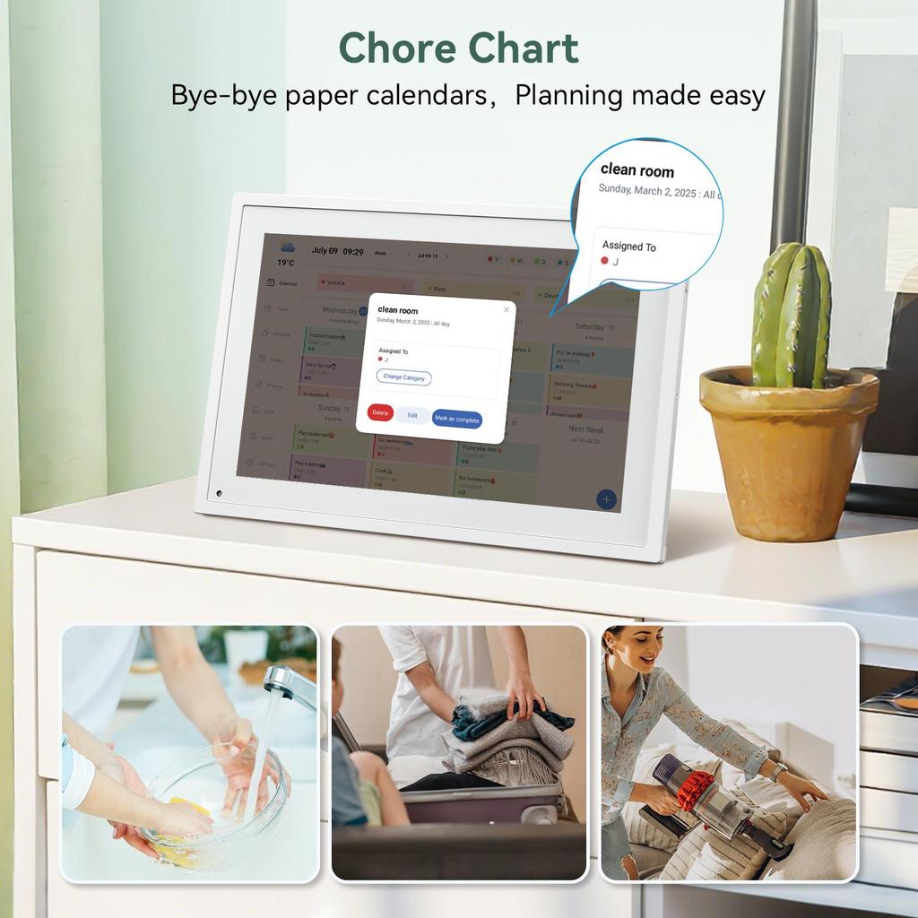 TABWEE Digital Calendar P10 10.1 Inch Touch Screen Calendar App Sync List Notepad Family Calendar Electronic Calendar