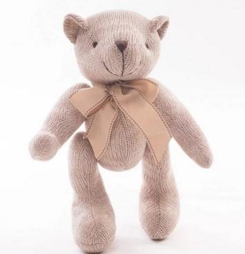 Knitted Teddy Bear Plush Toy - Creative Yarn Doll with Moveable Joints, Articulated Soft Cuddle Toy for Kids & Collectors