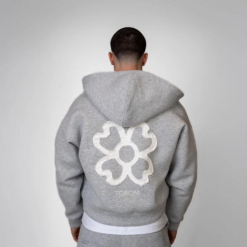 Printed Zip-Up Hoodie Loose Fit High Waist Sweatpants Streetwear Women