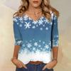Women's T Shirt CHristmas Print 3/4 Sleeve Daily Weekend Fashion Basic V- Neck Regular Top