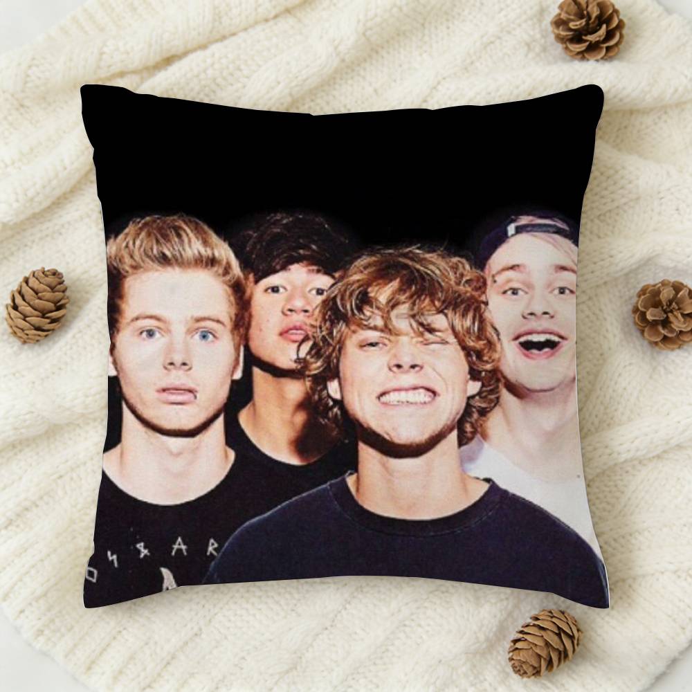 SOS SSeconds of SSummer Doublesided Printed Square Decorative Cushion Cover for Sofa Living Room Home Decor