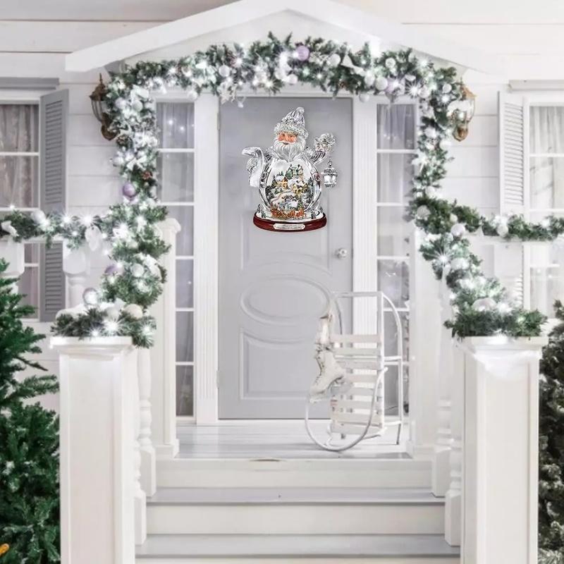 Snowman Santa Claus Wall Clings Stickers Music Box Christmas Stickers Window Glass Decor Waterproof Decals