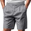 Men's Loose Fit Linen Beach Shorts with Elastic Waistband and Drawstring