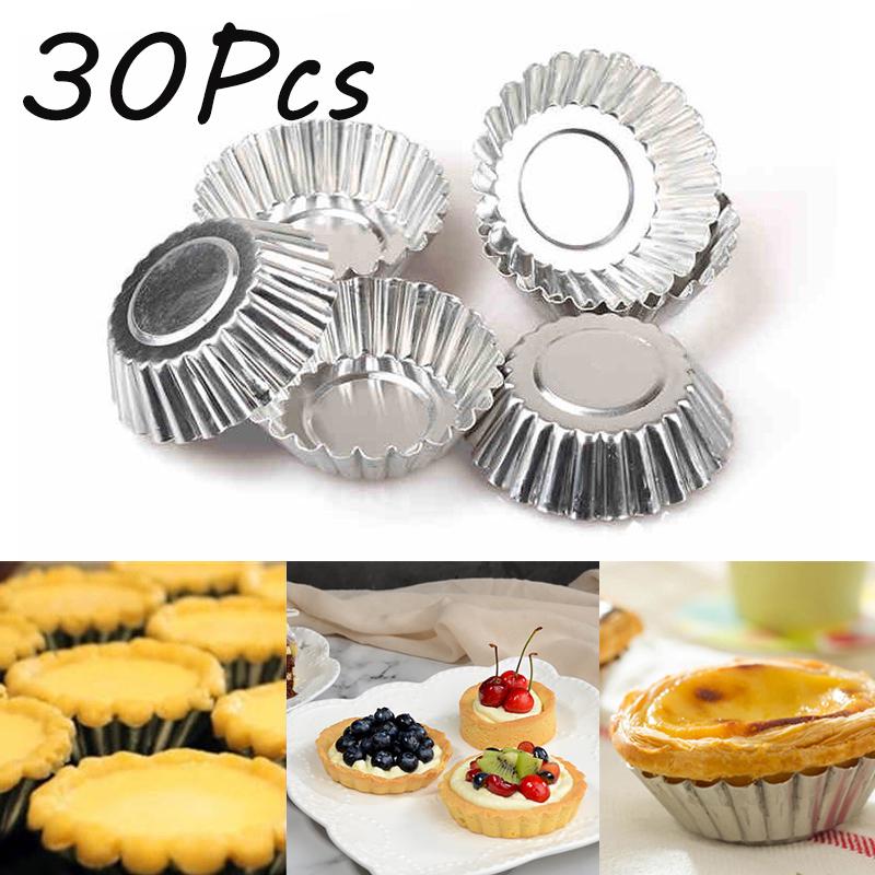 Nonstick Aluminum Alloy Egg Tart Mold Flower Shape Reusable Cupcake