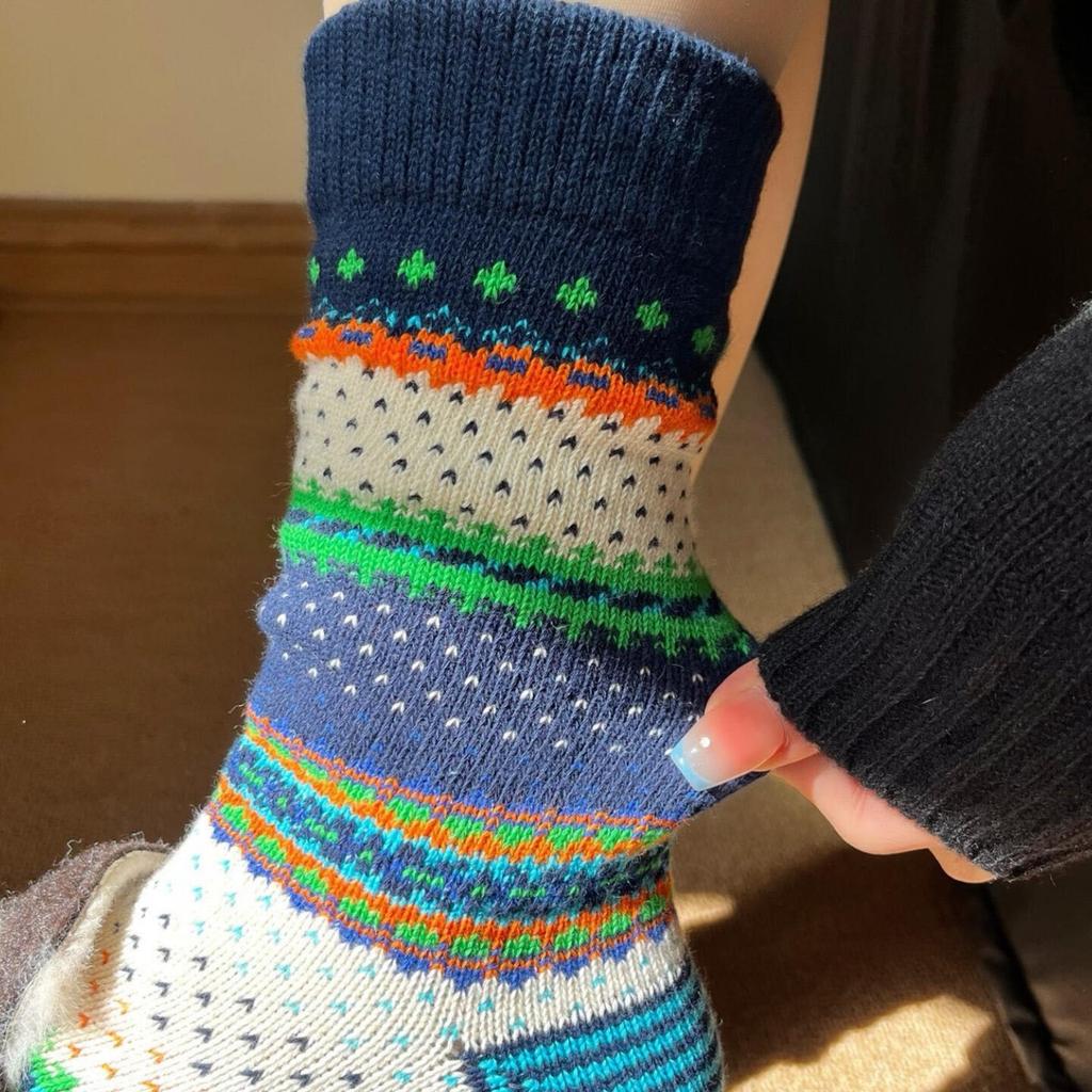 Niche Ethnic Style Cross-Border Thick Thread Kaji Retro Trend Street Medium Tube Cotton Socks